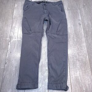 DU/ER Pants Mens 38x32 Gray Live Free Adventure Cargo Gusset Khaki Stretch B